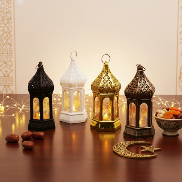 Periboia Ramazan Temalı Büyük Altıgen Kapalı Kubbe LED Lamba ürün görseli 1