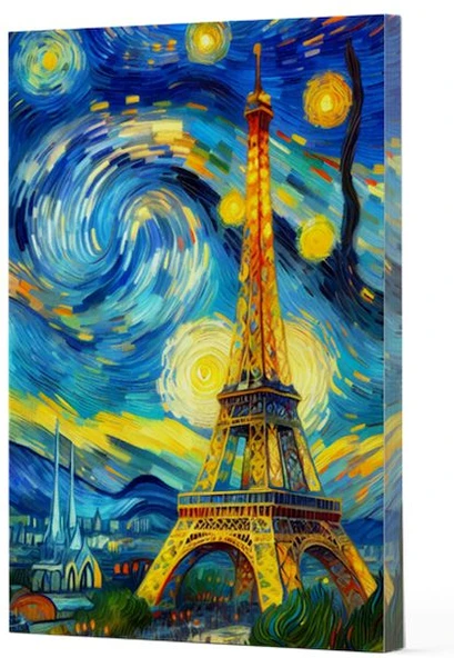 Van Gogh 9 - Eyfel Kulesi Çizgili Yan Boyamalı Defter ürün görseli 1