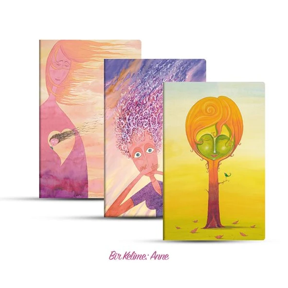 Üçlü Çizgili Defter Seti Bir Kelime Anne ürün görseli 1