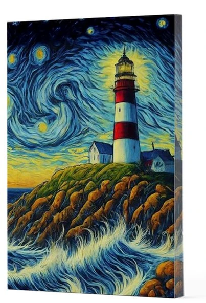 Van Gogh 8 - Deniz Feneri Çizgili Yan Boyamalı Defter ürün görseli 1