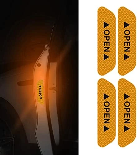 Araba Kapı Açık Uyarı Reflektörü Etiket Sticker 4'lü 9.5x2.5cm Sarı ürün görseli 1