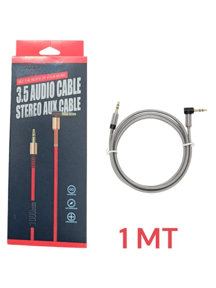 Metal Başlık TPE Kablo 3.5mm Aux Kablo 1 Metre Renkli ürün görseli 1