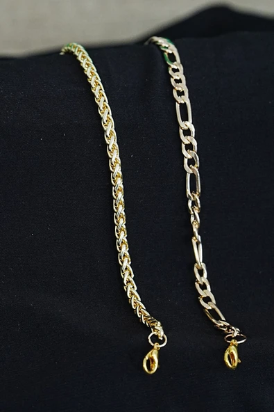 Kombin Bileklik Gold Renk Şavin ve Burgu Model ürün görseli 1