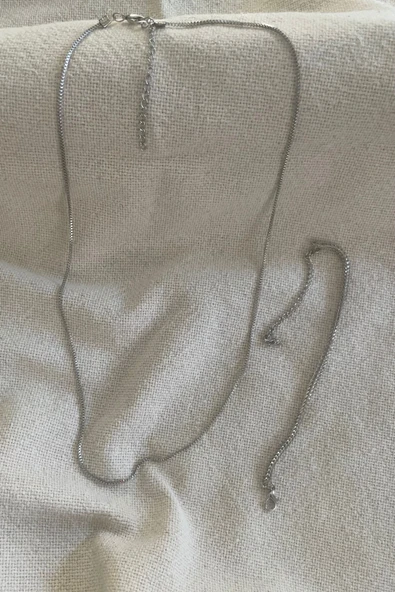 Unisex Tilki Kuyruğu Künye ile Gümüş Kolye Seti ürün görseli 1