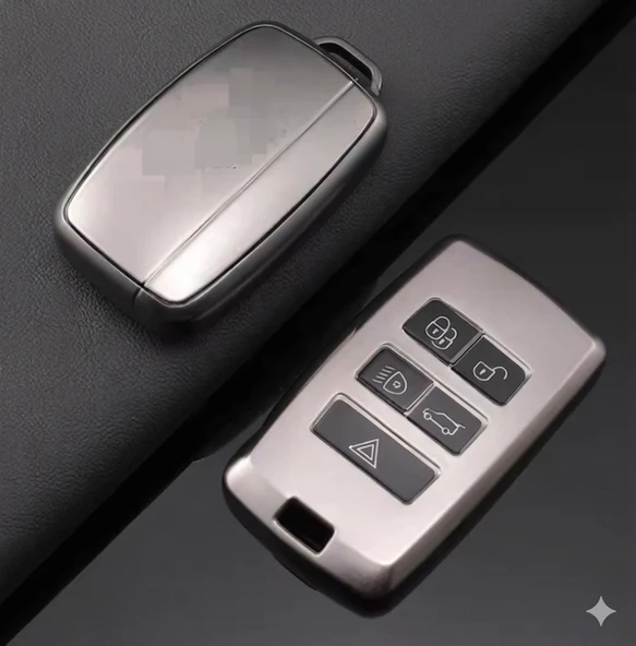 Land Rover Range Rover 2018 Sonrası Uyumlu Smart 3 Buton Silikon Oto Anahtar Kumanda Kabı Kılıf Gri ürün görseli 1