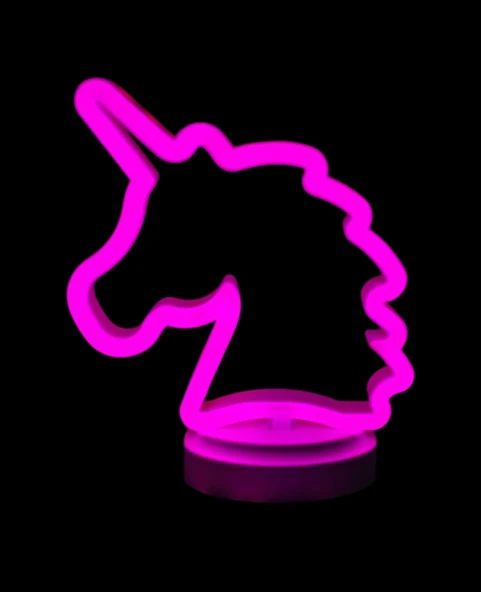 Neon Işıklı Unicorn Masa Gece Lambası Pil+usb ürün görseli 1