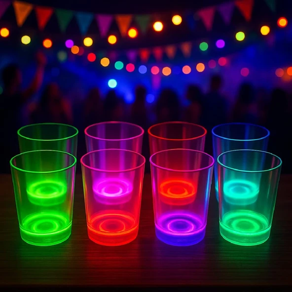 Karanlıkta Yanan Gece Işığı Mega Glow Bardaklar 8 Adet 8.5 X 10.5 Cm ürün görseli 1