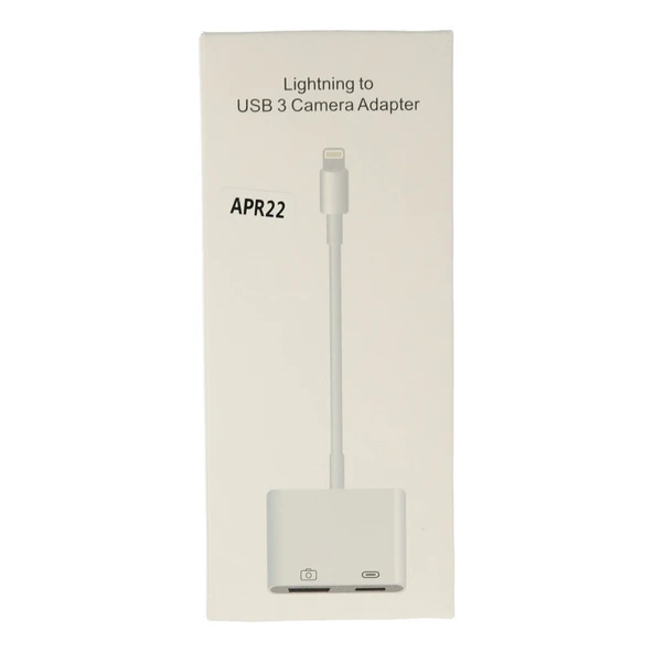 Apr22 Iphone Otg 2in1 - Beyaz - Resim 3
