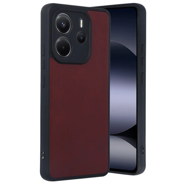 Xiaomi Redmi Note 14 4g Kılıf Aras Deri Kapak - Bordo ürün görseli 1