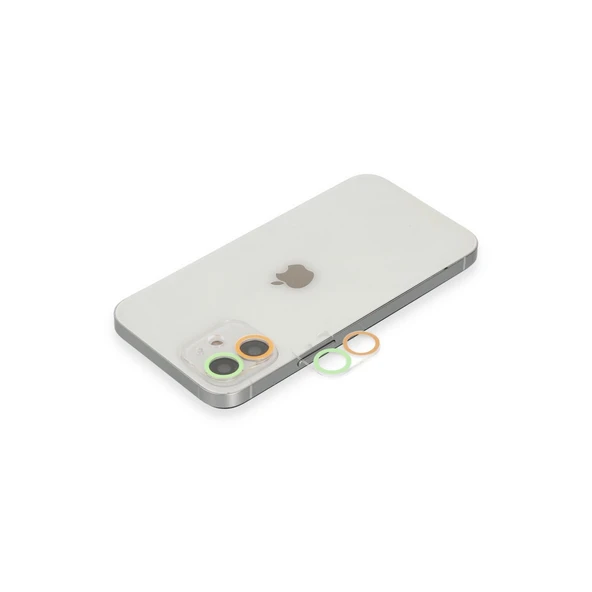 Apple İphone 12 Renkli Kamera Lens Koruma Cam - Turuncu-yeşil ürün görseli 1
