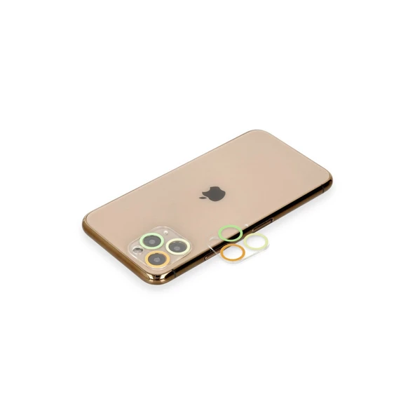 Apple İphone 11 Pro Renkli Kamera Lens Koruma Cam - Pembe-mavi ürün görseli 1