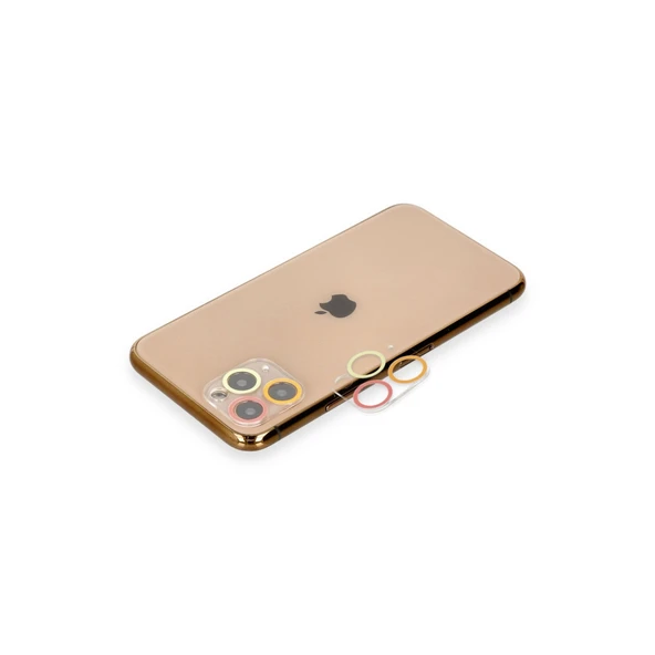 Apple İphone 11 Pro Max Renkli Kamera Lens Koruma Cam - Turuncu-kırmızı ürün görseli 1