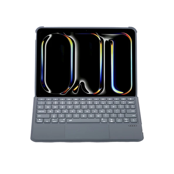 Apple T5504d İpad Pro 11 (2024) Kılıf Palermo Ledli Klavyeli Standlı Tablet Kılıfı - Siyah ürün görseli 1