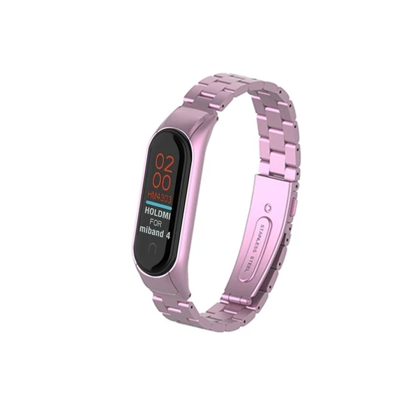 Xiaomi Mi Band 4 Metal Baklalı Kordon - Rose ürün görseli 1