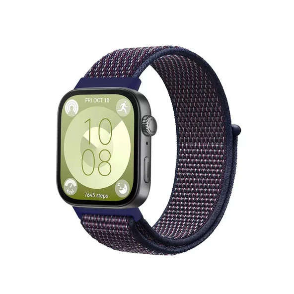 Huawei Fit 4 Hasırlı Cırtcırtlı Kordon (SAAT DEĞİLDİR) - Mavi-beyaz ürün görseli 1