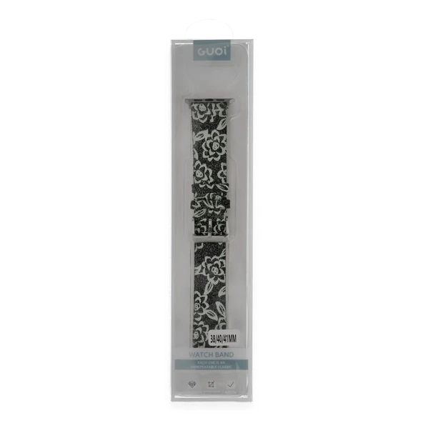 Apple Watch 38mm Creeper Desenli Kordon - Siyah - Resim 4