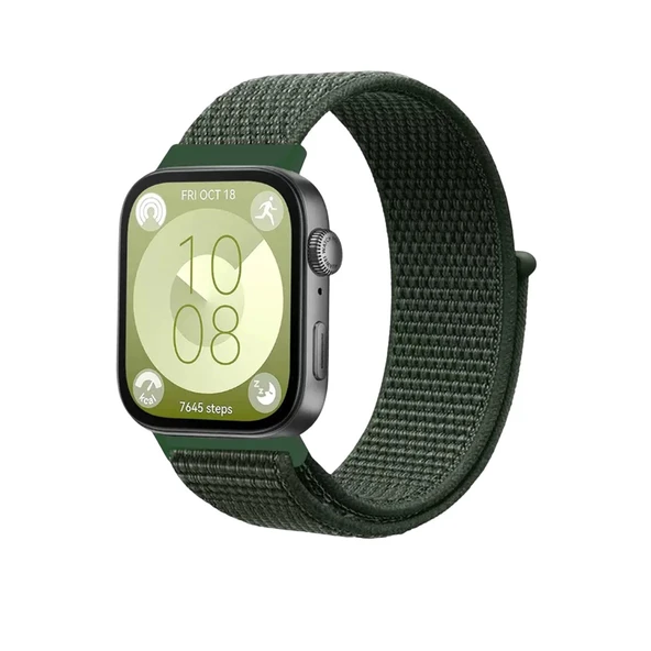 Huawei Fit 4 Hasırlı Cırtcırtlı Kordon (SAAT DEĞİLDİR) - Koyu Yeşil ürün görseli 1