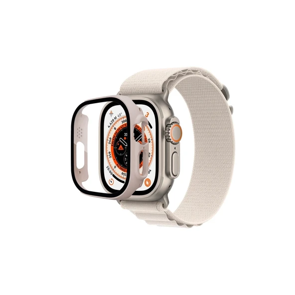 Apple Watch Ultra 49mm Desert Camlı Kasa Ekran Koruyucu - Metalik Gold ürün görseli 1