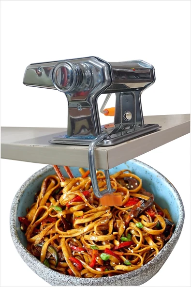 Full Paslanmaz Çelik İtalyan Makarna Erişte Hamur Spagetti Ravolli Lazanya Mantı Açma Kesme Makinesi ürün görseli 1