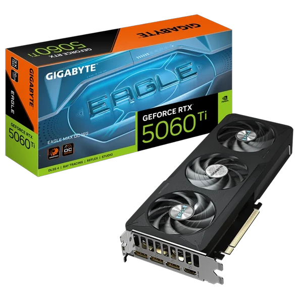 GIGABYTE GV-N506TEAGLEMAX OC-16GD, RTX5060TI, EAGLE MAX OC, 16Gb, GDDR7, 128BIT, 3 Fanlı, 1xHDMI, 3xDP, GAMING Ekran KARTI ürün görseli 1