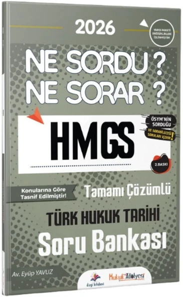 Dizgi Kitap 2026 Hukuk Atölyesi HMGS Ne Sordu Ne Sorar Türk Hukuk Tarihi Tamamı Çözümlü Soru Bankası ürün görseli 1