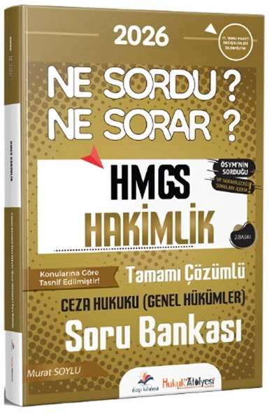 Dizgi Kitap 2026 Hukuk Atölyesi HMGS Hakimlik Ceza Hukuku Genel Hükümler Ne Sordu Ne Sorar Soru Bankası ürün görseli 1