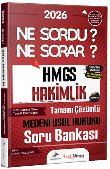 Dizgi Kitap 2026 Hukuk Atölyesi HMGS Hakimlik Medeni Usul Hukuku Ne Sordu Ne Sorar Soru Bankası ürün görseli 1