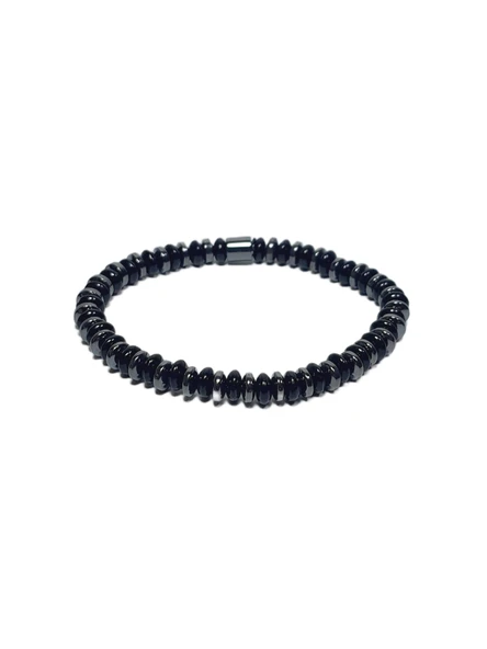 JTSS26BLK1801 ONYX VE HEMATİT DOĞALTAŞ ESNEK SİYAH GRİ 6 MM GARANTİLİ JANTİ BİLEKLİK ürün görseli 1