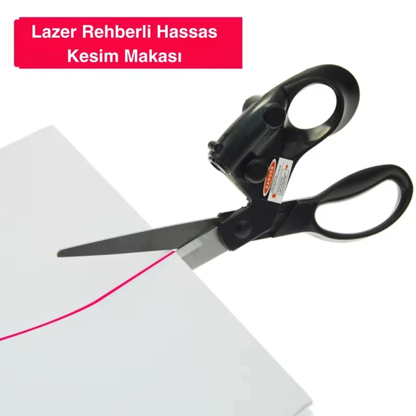 ShopyTech Lazer Rehberli Hassas Kesim Makası Pil ile Çalışan Paslanmaz Çelik Kumaş Kağıt El İşi Makası ürün görseli 1