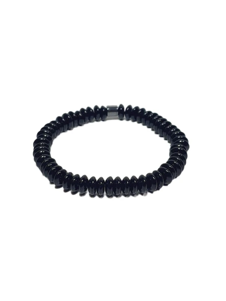 JTSS26BLK1802 ONYX VE HEMATİT DOĞALTAŞ ESNEK SİYAH GRİ 8 MM GARANTİLİ JANTİ BİLEKLİK ürün görseli 1