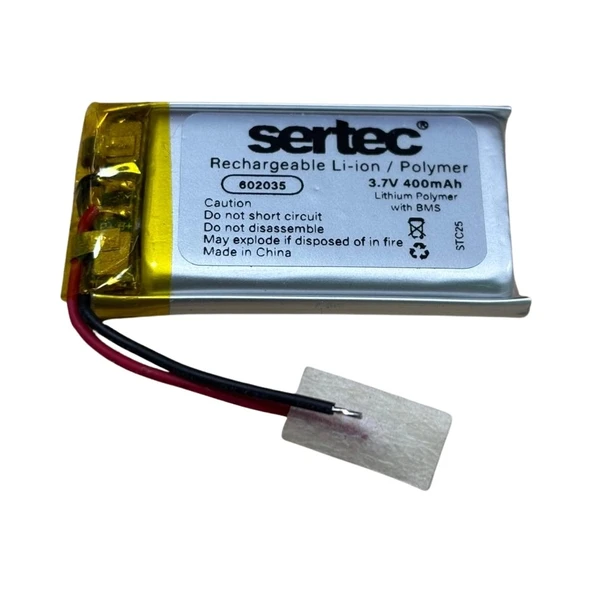 Sertec 602035 3.7V 400MAH Li-Polymer Pil (DEVRELI/1.5A) ürün görseli 1