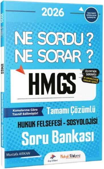 Dizgi Kitap 2026 Hukuk Atölyesi HMGS Ne Sordu Ne Sorar Hukuk Felsefesi Sosyolojisi Tamamı Çözümlü Soru Bankası ürün görseli 1