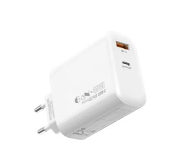 S-link SL-EC68 45W GAN PD 30W - QC 18W Type Type USB-C +USB A Hızlı Beyaz EV-NOTEBOOK Şarj Adaptör ürün görseli 1