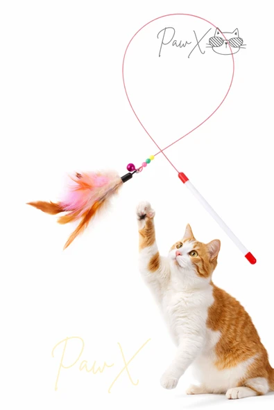 Tüylü Ve Çıngıraklı Zilli Kedi Oyun Oltası – 90 Cm Kedi Oyuncağı ürün görseli 1