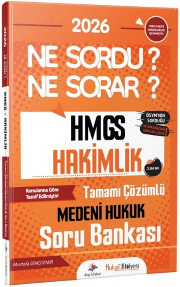 Dizgi Kitap 2026 Hukuk Atölyesi HMGS Hakimlik Ne Sordu Ne Sorar Medeni Hukuk Tamamı Çözümlü Soru Bankası ürün görseli 1