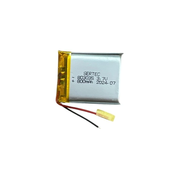 Sertec 803035 3.7V 800 Mah Li-Polymer Pil (DEVRELI/1.5A) ürün görseli 1