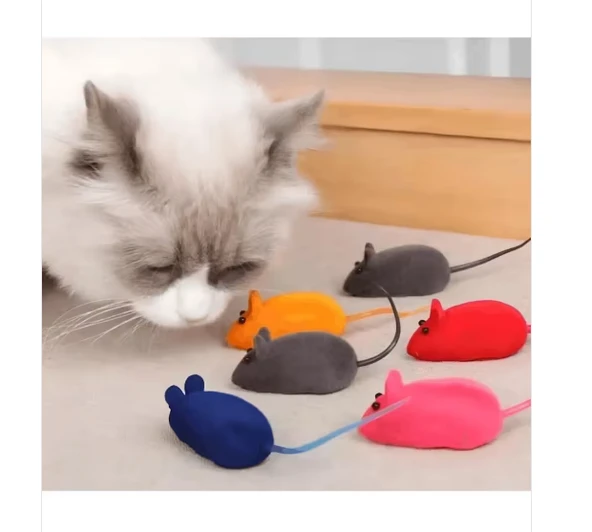 3 Adet Kedi Fare Oyuncağı Tüylü Gerçeklik hissi Öten Fare oyuncağı kedi için canlılık hissi ürün görseli 1