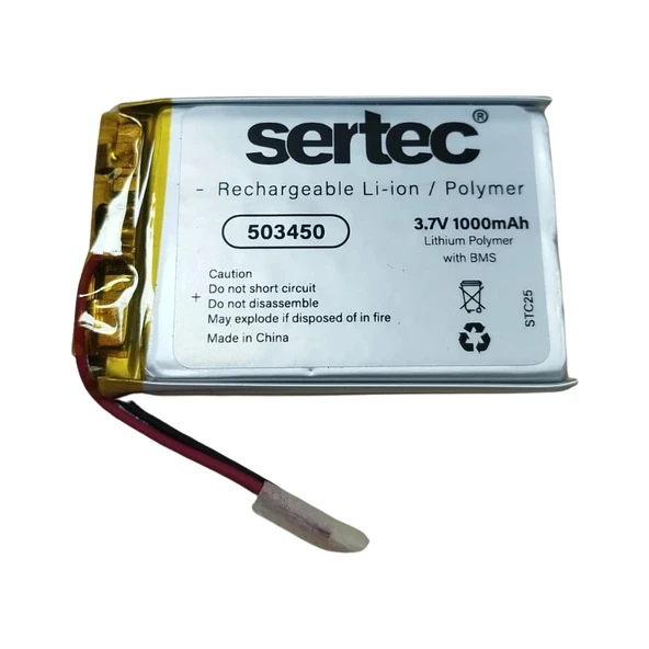 Sertec 503450 3.7V 1000 Mah Li-Polymer Pil (DEVRELI/1.5A) ürün görseli 1