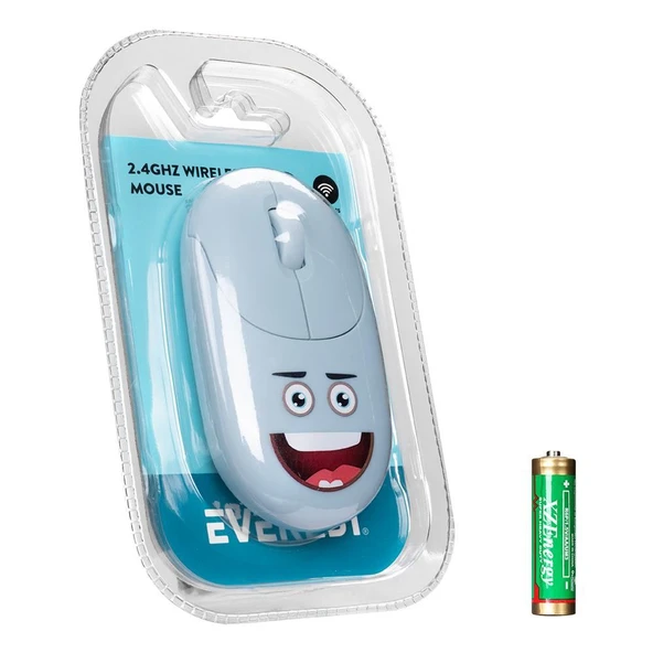 Everest SM-26 FASHION 2.4Ghz Mavi Kabartmalı Kablosuz Mouse ürün görseli 1