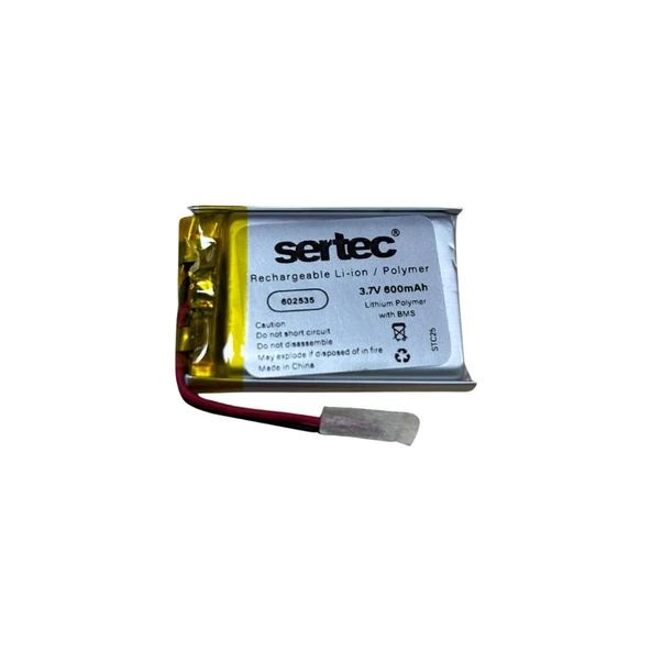 Sertec 602535 3.7V 600 Mah Li-Polymer Pil (DEVRELI/1.5A) ürün görseli 1