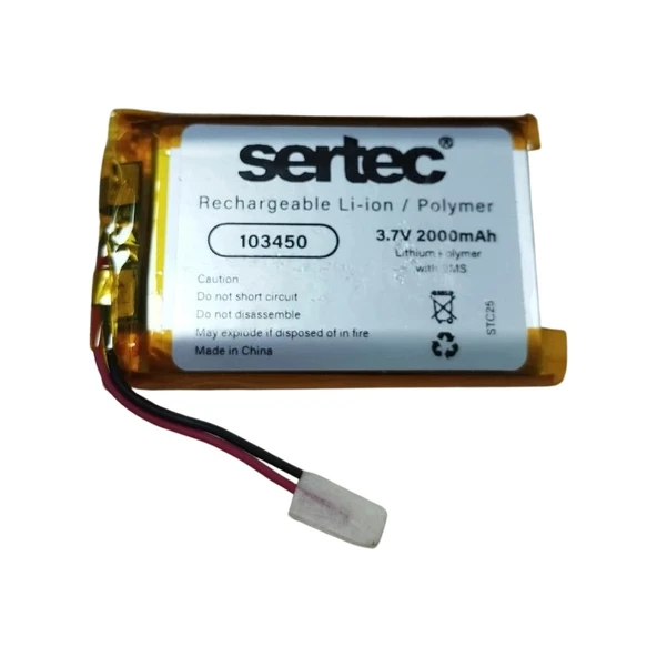 Sertec 103450 3.7V 2000 Mah Li-Polymer Pil (DEVRELI/1.5A) ürün görseli 1