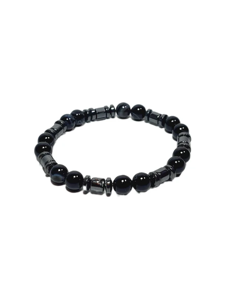 JTSS26BLK1829 AKİK HEMATİT DOĞALTAŞ SİYAH 8 MM GARANTİLİ ESNEK JANTİ BİLEKLİK ürün görseli 1