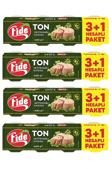 Fide Zeytinyağlı Ton Balığı (4x80 gr) x 4 Paket ürün görseli 1