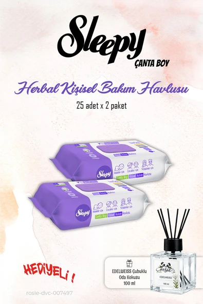 Sleepy Herbal 25'li Kişisel Bakım Havlusu 2 Paket ve ROSIE Koku ürün görseli 1