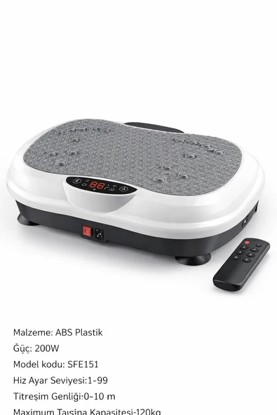 Titreşimli Fitness Platformu 120 Kg 1,99 Hız Ayarlı, Kumandalı, LED Ekranlı Ev Tipi Egzersiz Aleti ürün görseli 1