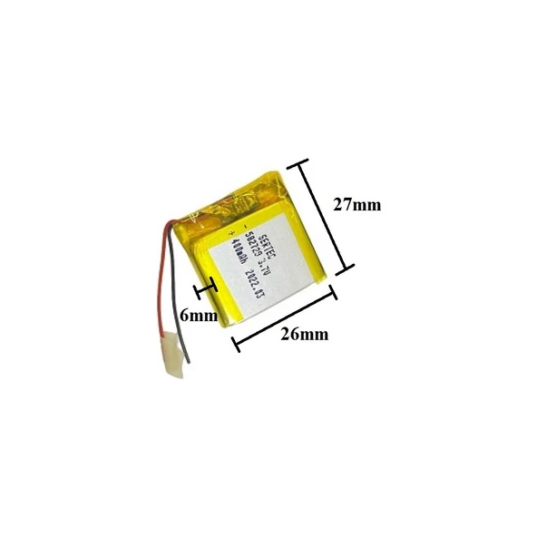 Sertec 582728 3.7V 400 Mah Lityum Polimer Pil 1.5A (Drone Için Uygun Değildir) ürün görseli 1