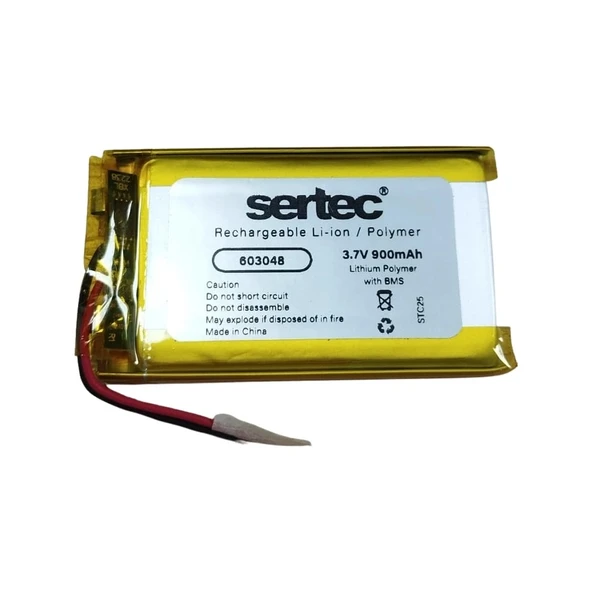 Sertec 603048 3.7V 900 Mah Li-Polymer Pil (DEVRELI/1.5A) ürün görseli 1