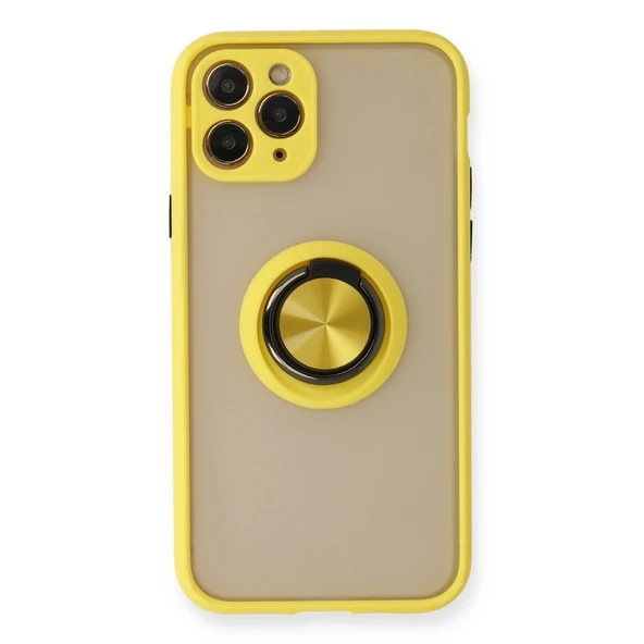 İphone 11 Pro Max Kılıf Montreal Yüzüklü Silikon Kapak - Sarı ürün görseli 1