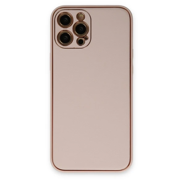 İphone 12 Pro Kılıf Coco Deri Silikon Kapak - Pudra ürün görseli 1