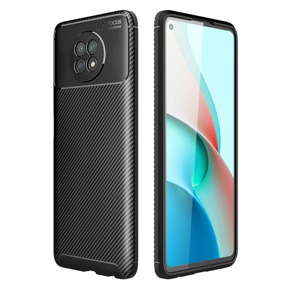 Xiaomi Redmi Note 9 5g Kılıf Auto Focus Karbon Kapak - Siyah ürün görseli 1
